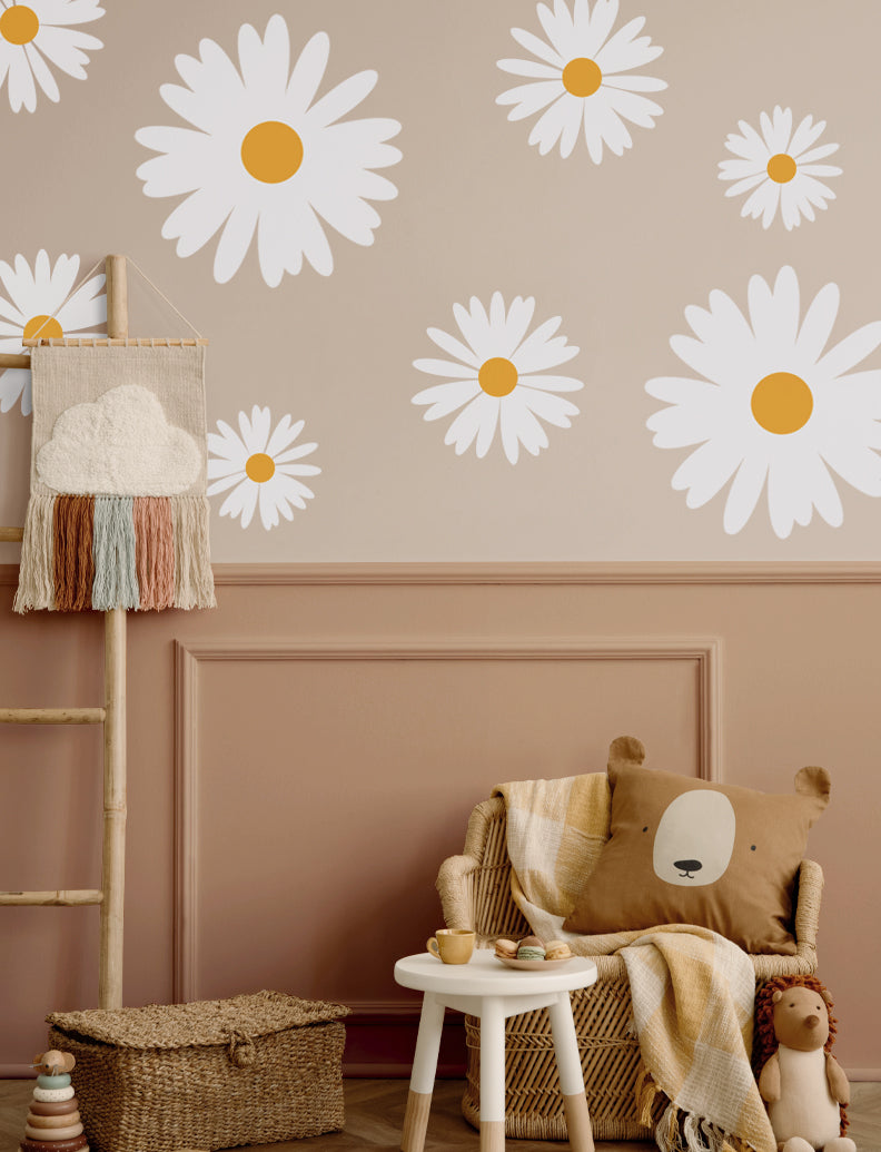 Daisy Flower Wall Decals, Wall Stickers, Girl Nursery Wall Decal, Girls Room Wall Sticker, Wall Decor | pinknbluebaby.com