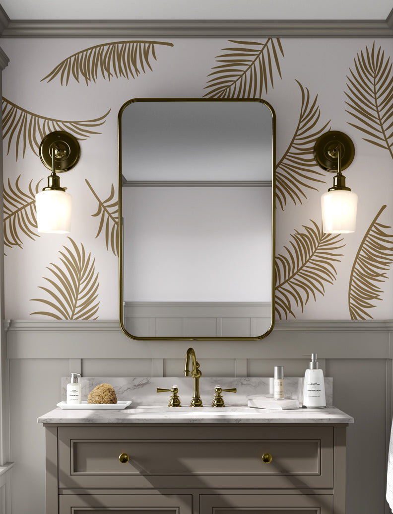 Palm Leaves Wall Decal For Powder Room Wall Decor Baby Nursery Wall Sticker Kids Room And Home | pinknbluebaby.com