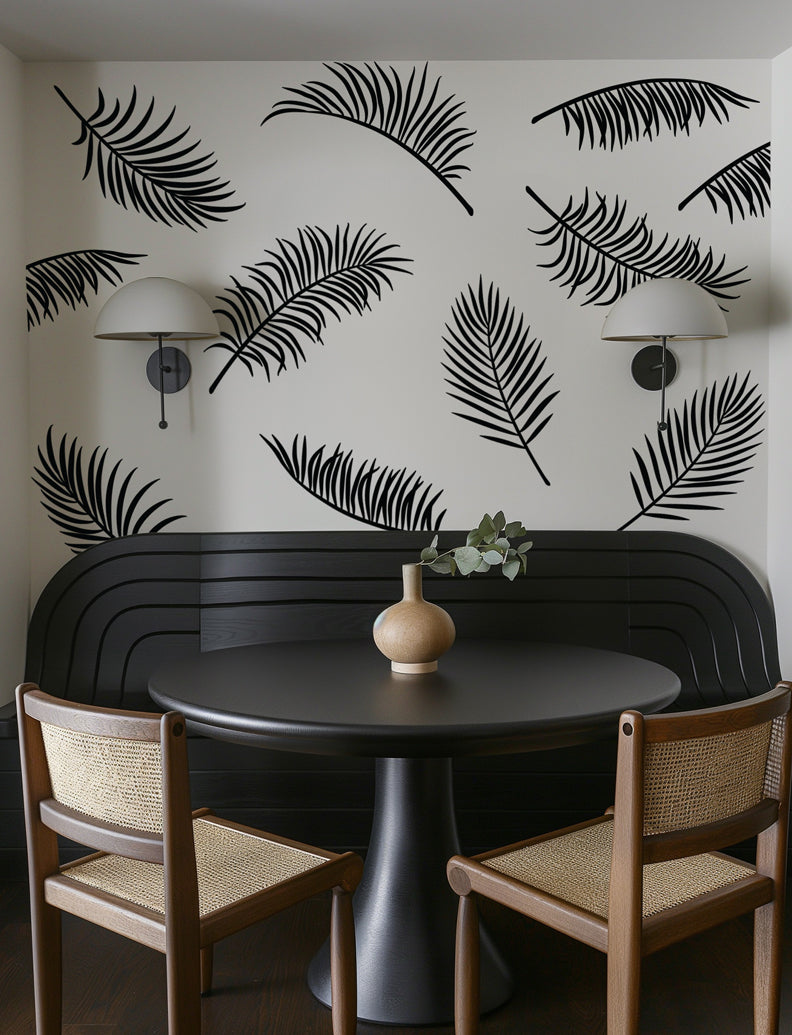 Palm Leaves Wall Decal For Powder Room Wall Decor Baby Nursery Wall Sticker Kids Room And Home | pinknbluebaby.com