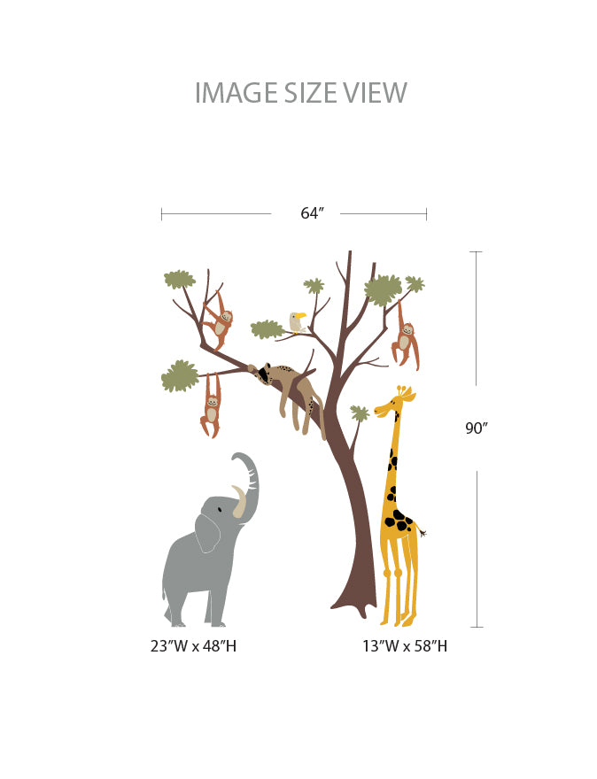 Wild Safari Animals and Tree Wall Decal, Wall Sticker, Nursery Wall Decal, Kids Room Wall Sticker, Wall Decor | pinkbluebaby.com