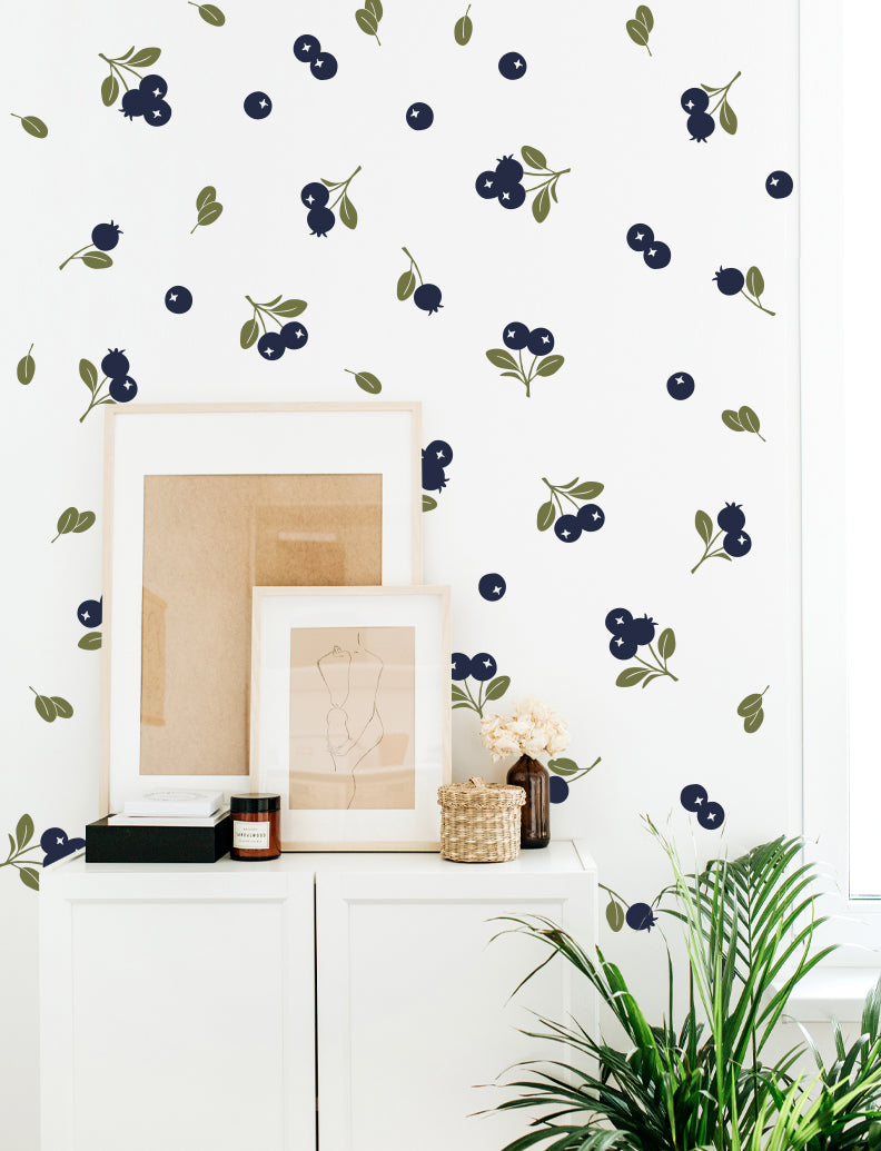 Blueberry Wall Decal, Wall Decor, Wall Decal, Girls Room Wall Decal, Baby Girls Nursery Wall Decal, Laundry Room Wall Decal | pinknbluebaby.com