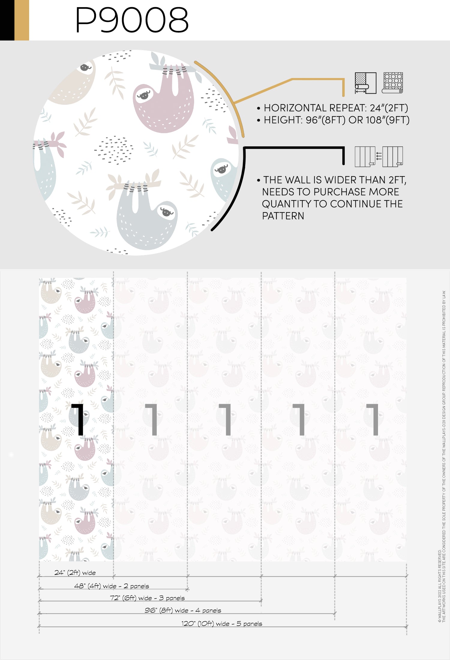 Adorable Sloths Wallpaper | Kids Wall Decor