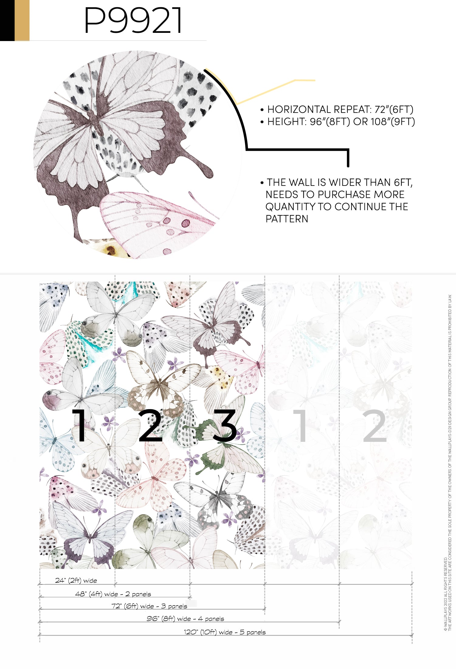 Watercolor Butterflies Wallpaper | Mural