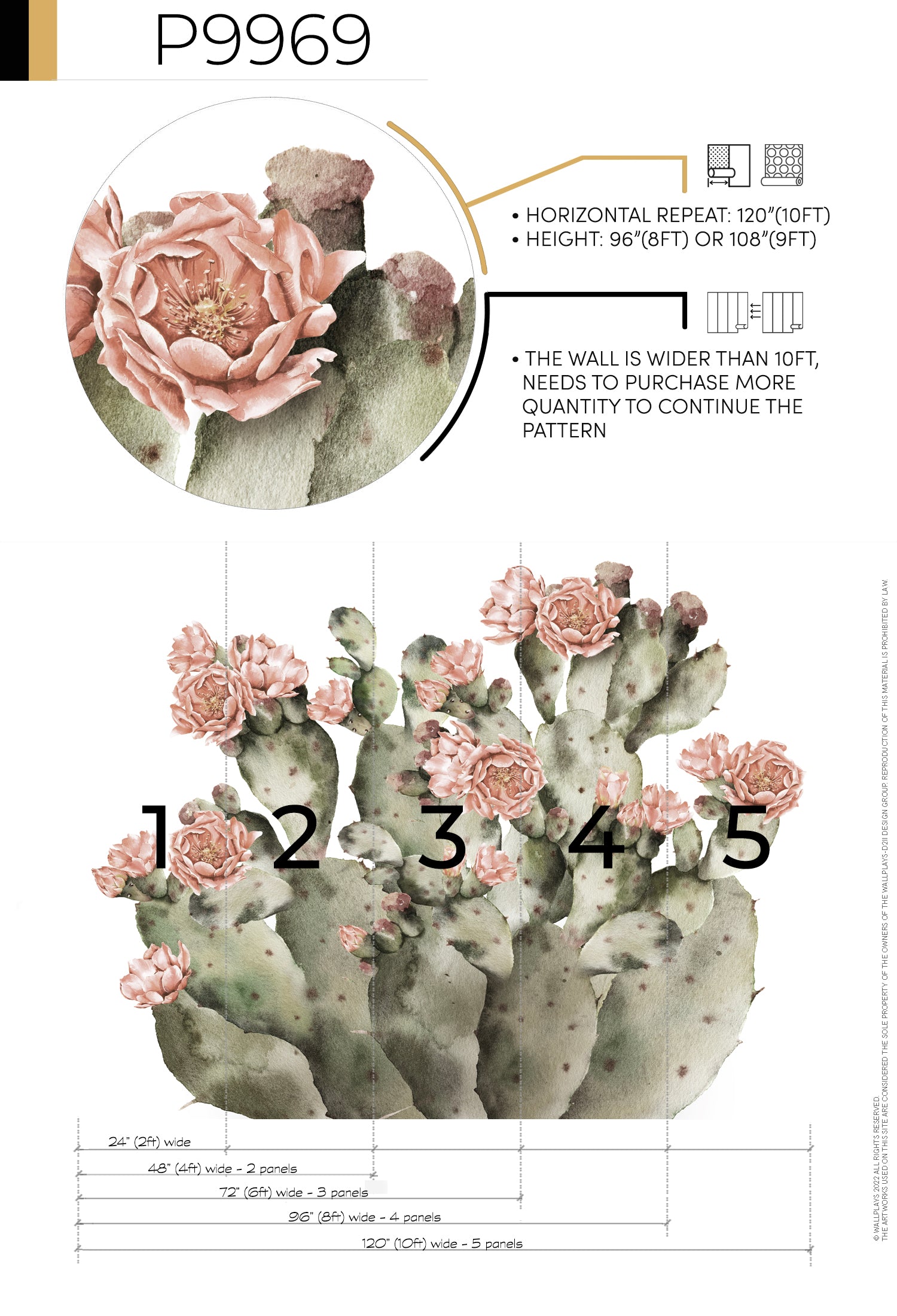 Watercolor Cactus Wallpaper Mural
