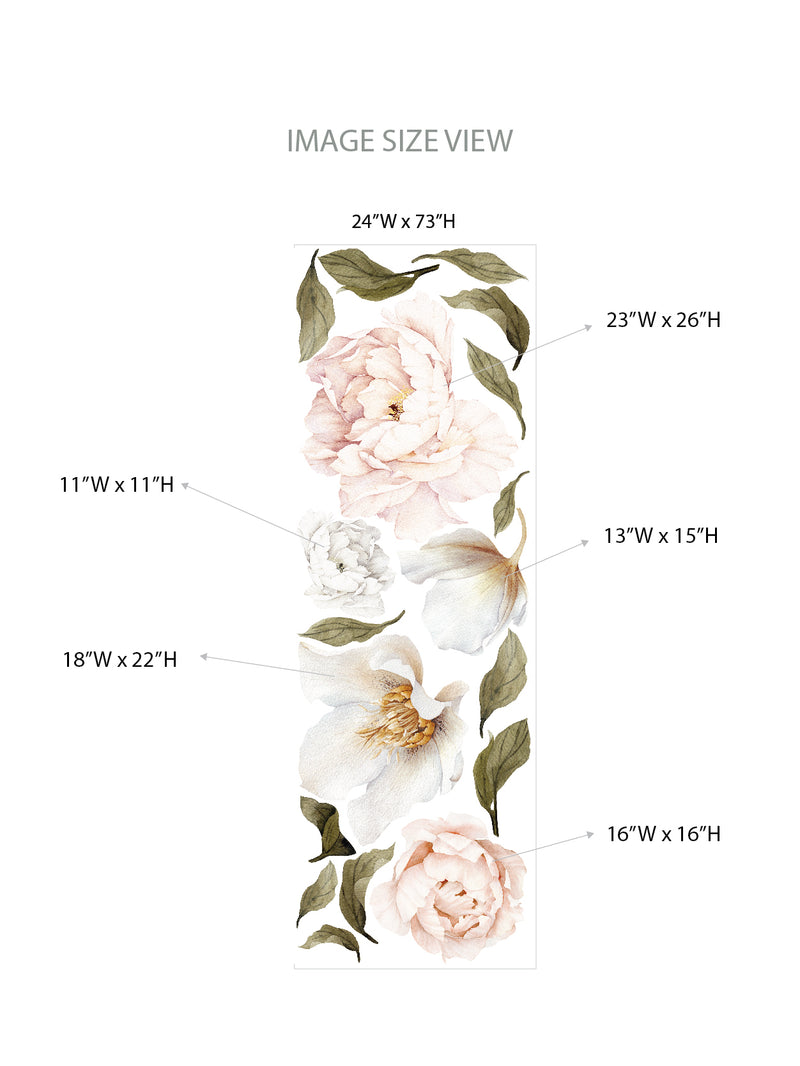 Peonies Flower - Peel and Stick Repositionable Stickers | pinknbluebaby.com
