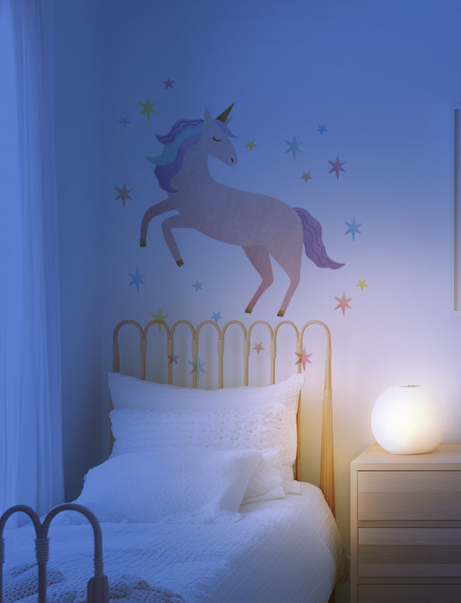 Watercolor Unicorn Wall Sticker, Peel and Stick, Repositionable, Wall Stickers, Wall Decals, Girl Nursery Decor, Girl's Room Wall Decor | pinknbluebaby.com