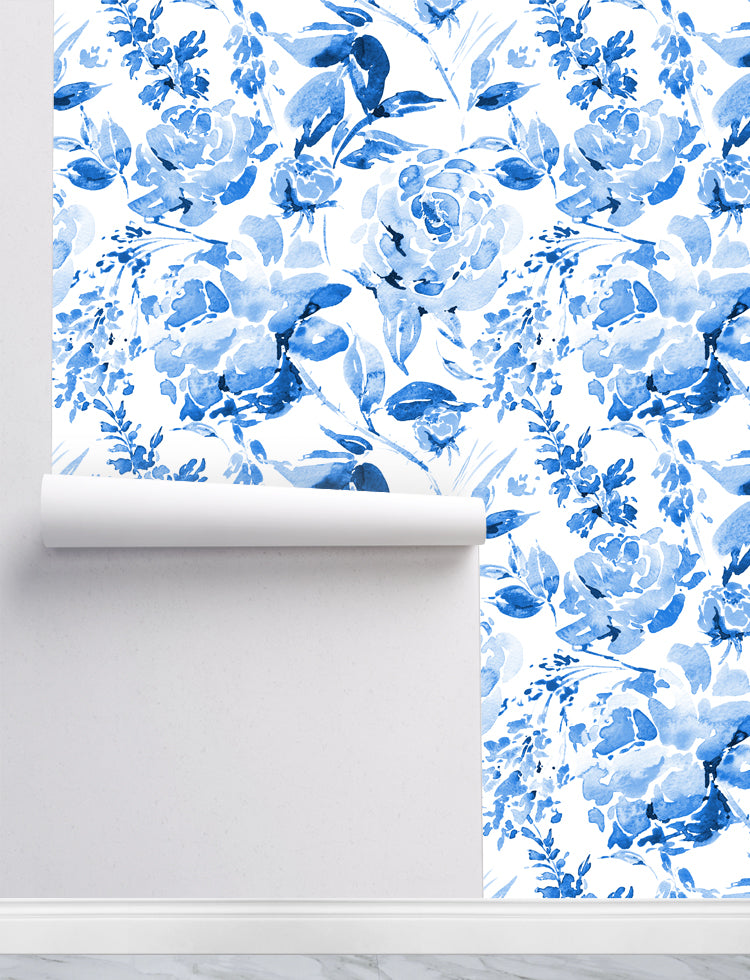 Watercolor Blue Rose Wallpaper