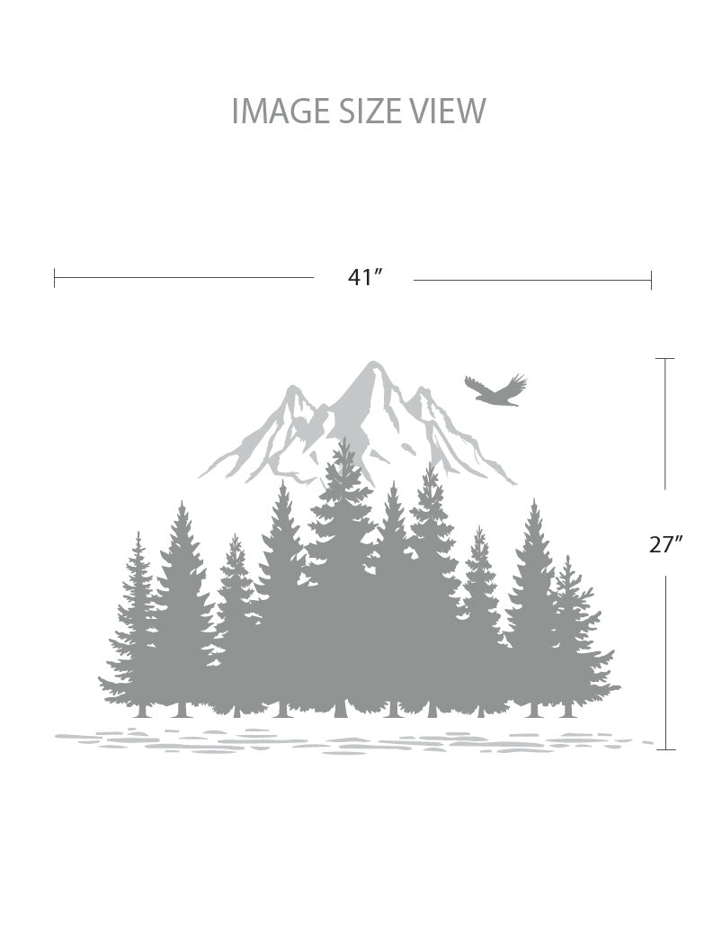 Pine Trees And Mountain - Size - Kids Wall Decals