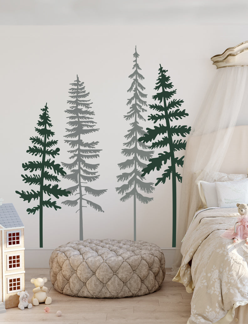 Pine Trees III Wall Decals, Kid's Room Wall Decals, Kid's Room Wall Stickers, Baby Nursery Wall Decal, Nursery Design | pinknbluebaby.com