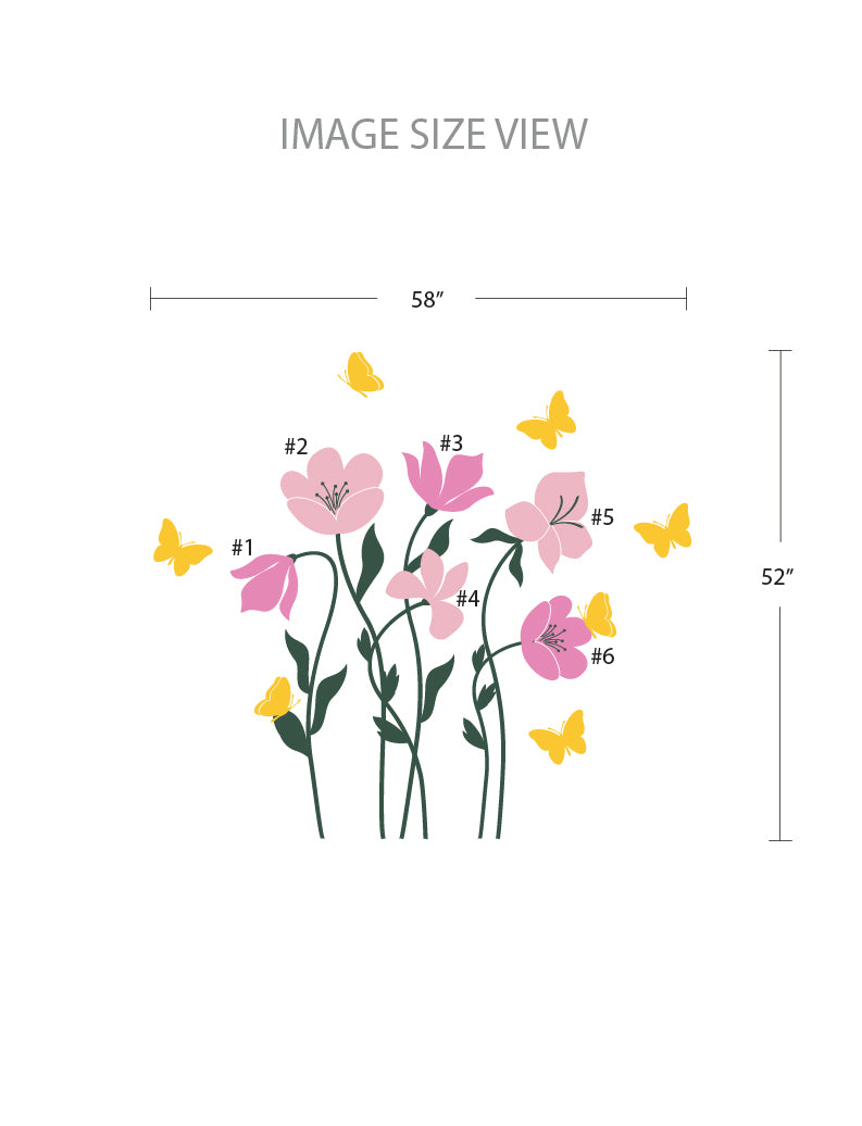 Cute Flowers and Butterflies Wall Decal