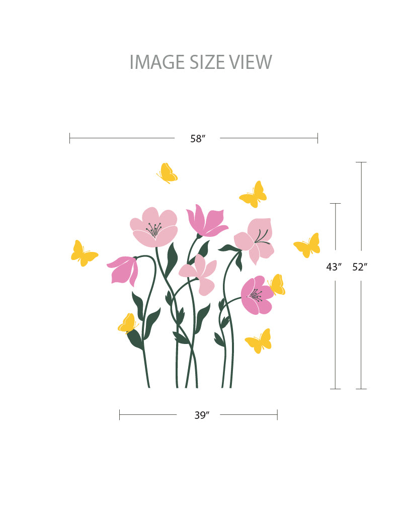 Cute Flowers and Butterflies Wall Decal