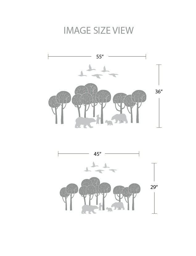Trees and Bear Family Wall Decal