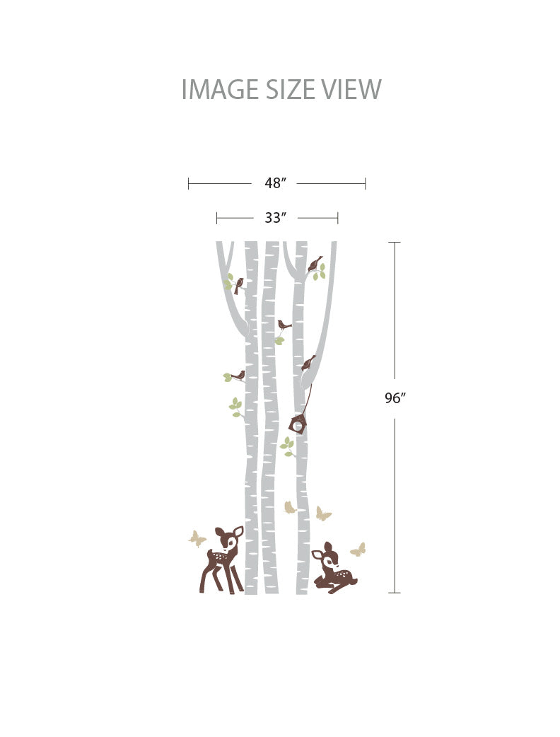 Birch Tree with Fawns Kids Wall Decals