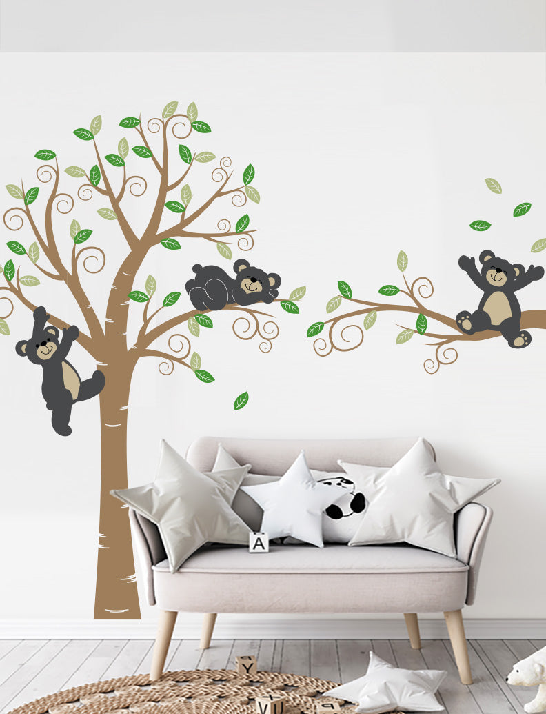 Teddy bears on tree kids wall decals