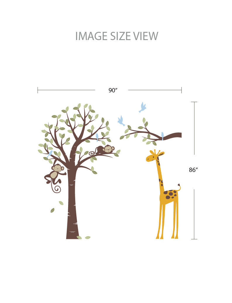 Boy Monkeys and Giraffe Kids Wall Decals