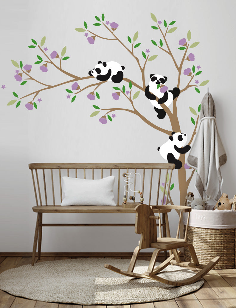 Pandas and Tree Kids Wall Decals