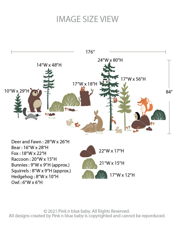 Woodland Animal Friends - Size - Kids Wall Decals