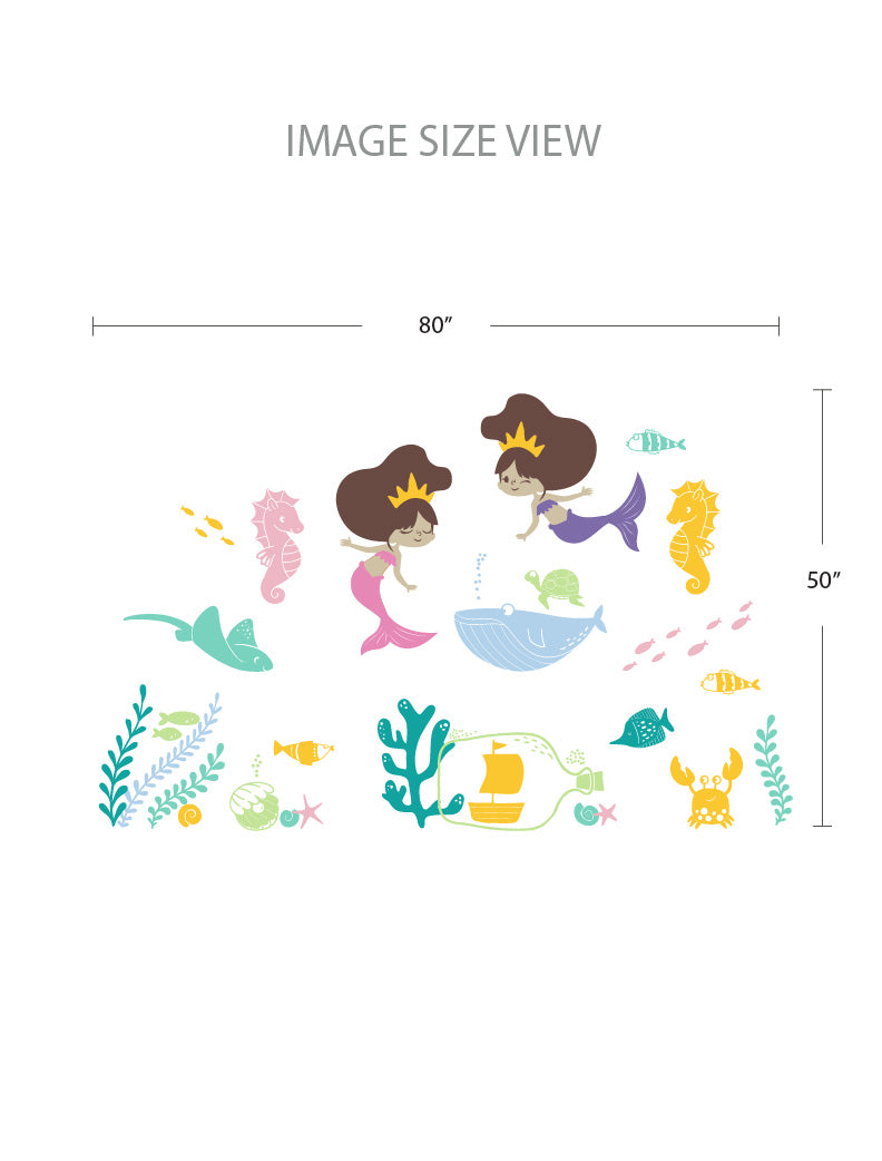 Mermaids Under The Sea - Size - Kids Wall Decals