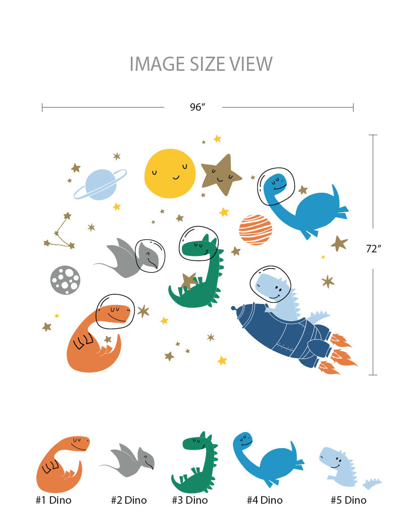 Space Dinos Removable Wall Decal, Baby Nursery Wall Decal, Kid's Wall Decals, Stickers, Nursery Design, Wall Decor Sticker | pinknbluebaby.com