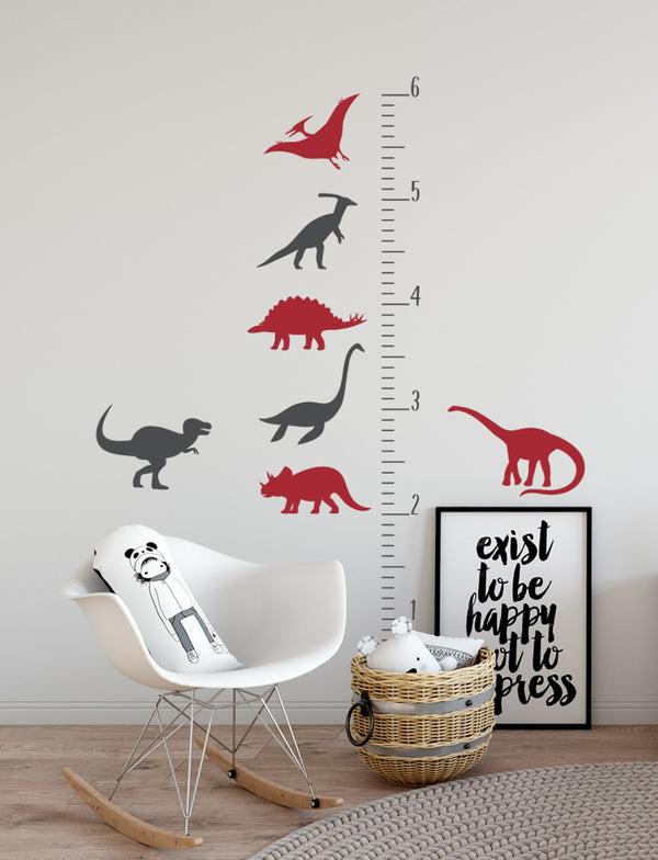 Dinosaurs Growth Chart Kids Wall Decals