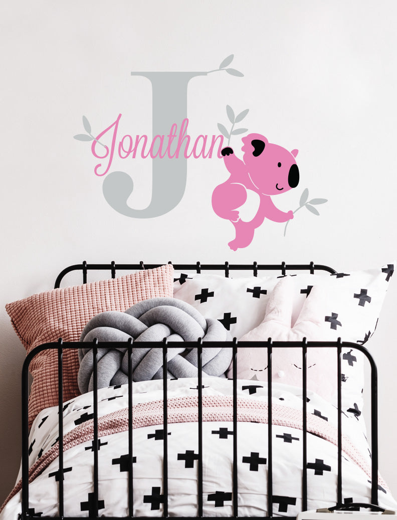 Koala & Custom Name Kids Wall Decals