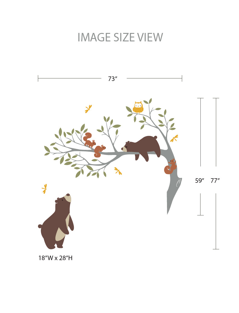 Bears and Branch Wall Decal, Baby Nursery And Kid's Room Wall Decor Decal Sticker | pinknbluebaby.com