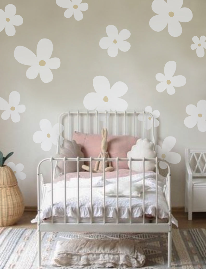 Daisy Flowers Wall Decal, Flower Wall Stickers, Baby Nursery Wall Decal, Nursery Design, Kid's wall Decals | pinknbluebaby.com