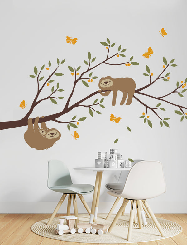 Sloths On The Tree Wall Decal