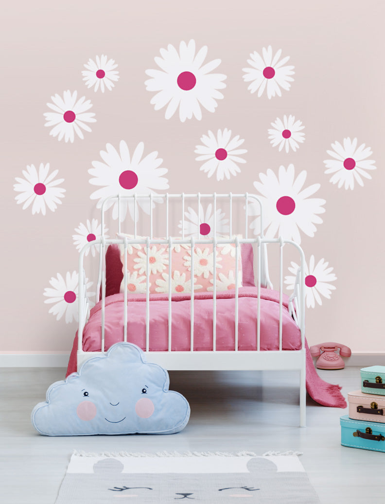 Daisy Flowers With Bees Wall Decal