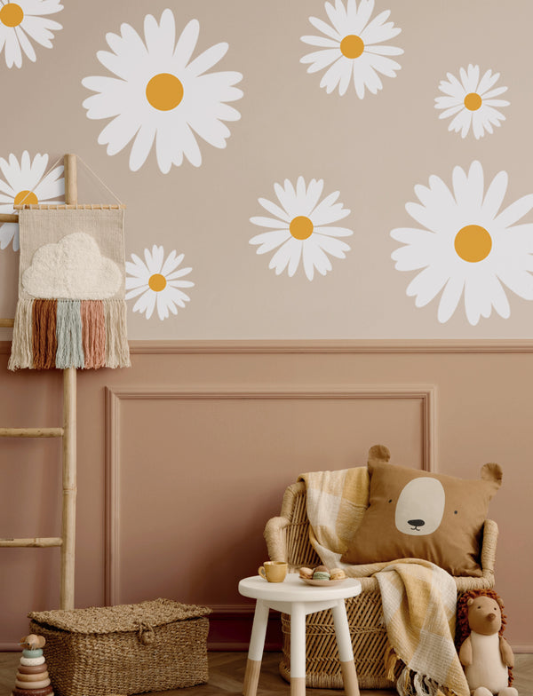 Daisy Flowers With Bees Wall Decal