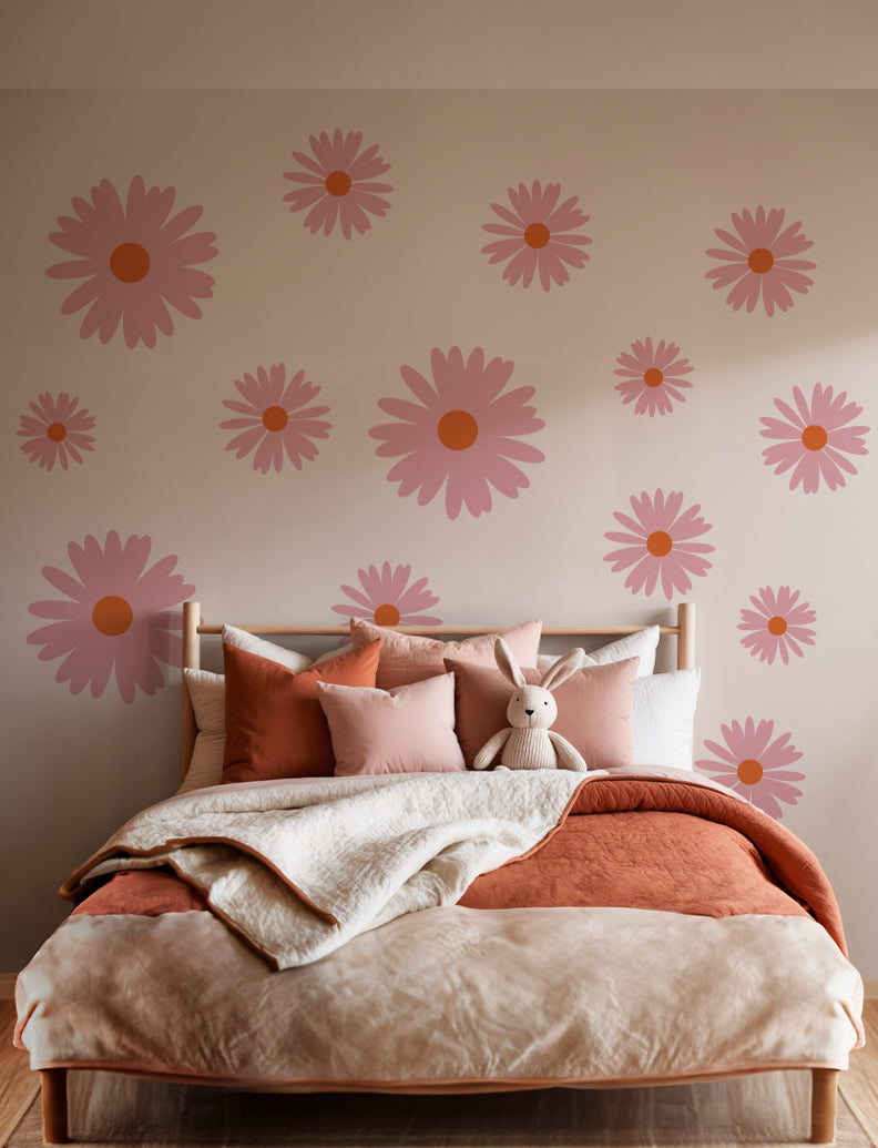 Daisy Flower Wall Decals, Wall Stickers, Girl Nursery Wall Decal, Girls Room Wall Sticker, Wall Decor | pinknbluebaby.com