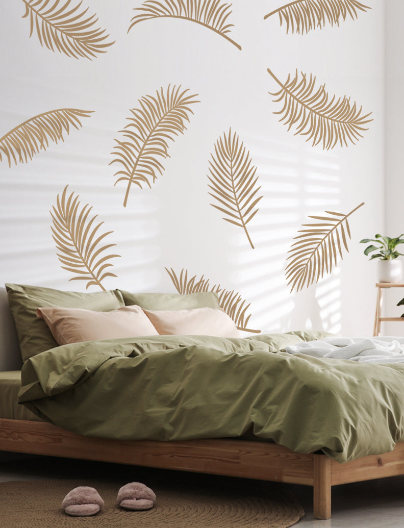 Palm Leaves Wall Decal For Powder Room Wall Decor Baby Nursery Wall Sticker Kids Room And Home  | pinknbluebaby.com