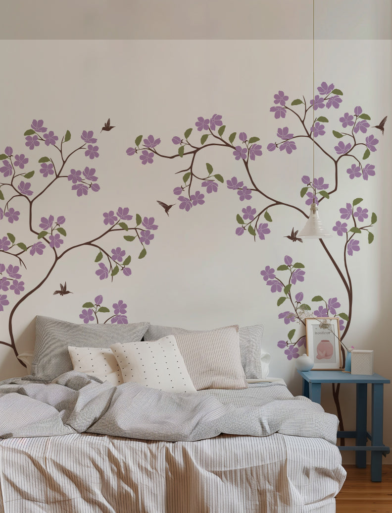 Flower Trees Wall Decal, Wall Sticker, Baby Nursery Decal, Kids Room Wall Decal, Bedroom Wall Decal, Office Wall Sticker, Wall Decor | pinknbluebaby.com