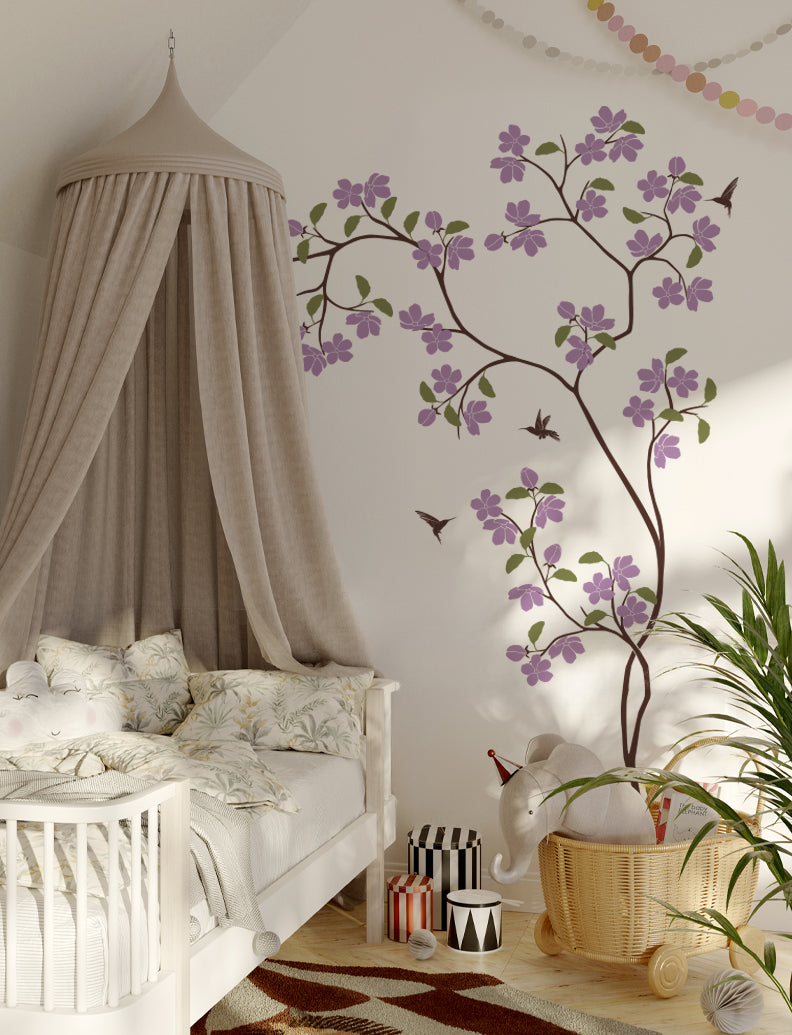 Flower Trees Wall Decal, Wall Sticker, Baby Nursery Decal, Kids Room Wall Decal, Bedroom Wall Decal, Office Wall Sticker, Wall Decor | pinknbluebaby.com