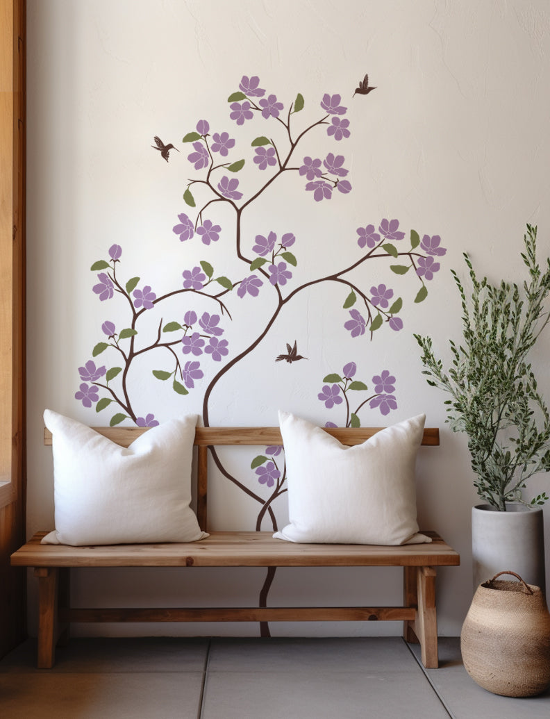 Flower Trees Wall Decal, Wall Sticker, Baby Nursery Decal, Kids Room Wall Decal, Bedroom Wall Decal, Office Wall Sticker, Wall Decor | pinknbluebaby.com