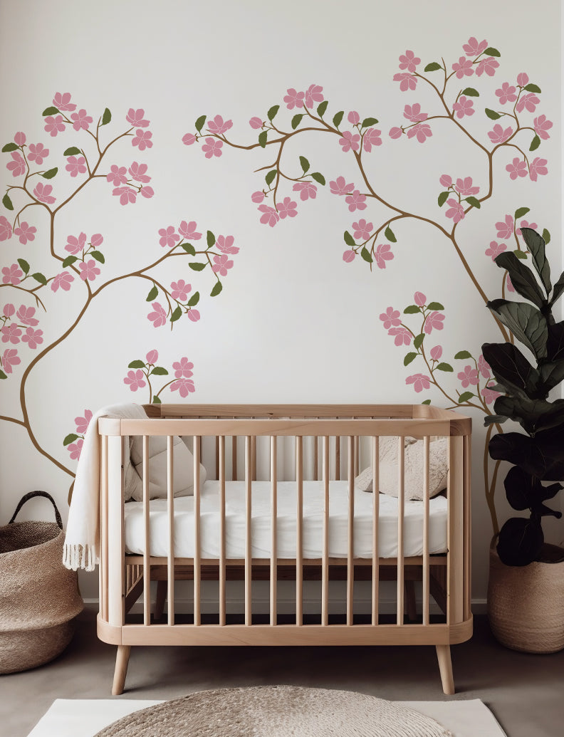 Flower Trees Wall Decal, Wall Sticker, Baby Nursery Decal, Kids Room Wall Decal, Bedroom Wall Decal, Office Wall Sticker, Wall Decor | pinknbluebaby.com