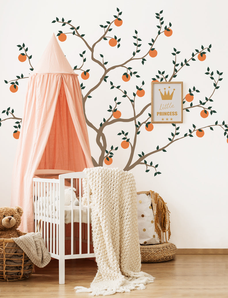 Orange Tree Branch Wall Decal