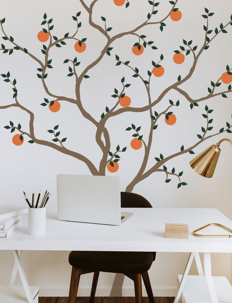 Orange Tree Branch Wall Decal