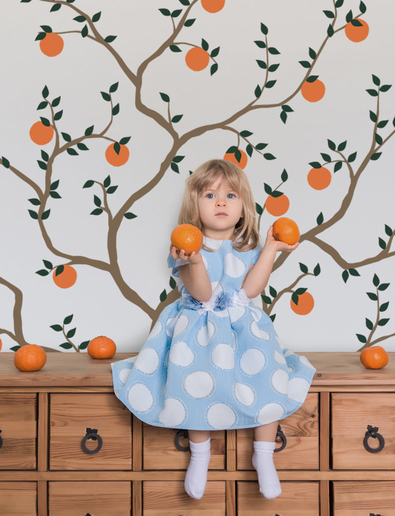 Orange Tree Branch Wall Decal