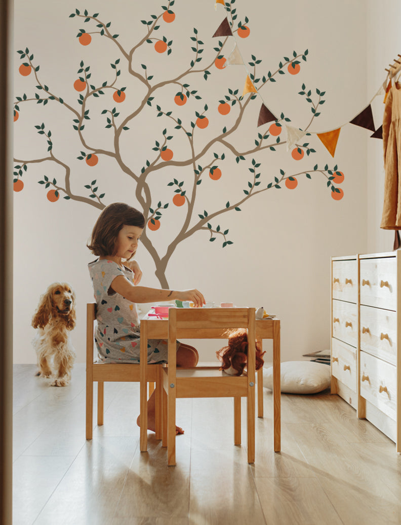 Orange Tree Branch Wall Decal