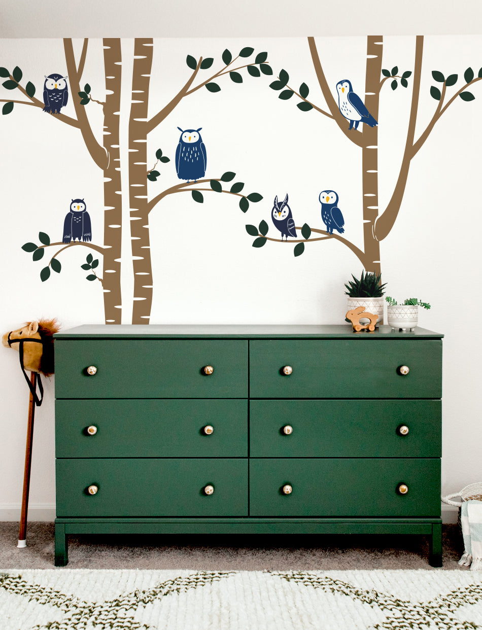 Owls Trees Wall Decal, Wall sticker, Wall decor, Nursery Wall Stickers, Kids Room Wall Decals | pinknbluebaby.com