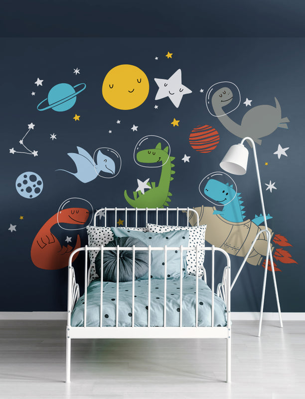 Space Dinos Removable Wall Decal, Baby Nursery Wall Decal, Kid's Wall Decals, Stickers, Nursery Design, Wall Decor Sticker | pinknbluebaby.com