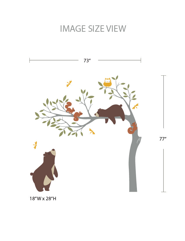 Bears and Branch Wall Decal, Baby Nursery And Kid's Room Wall Decor Decal Sticker | pinknbluebaby.com