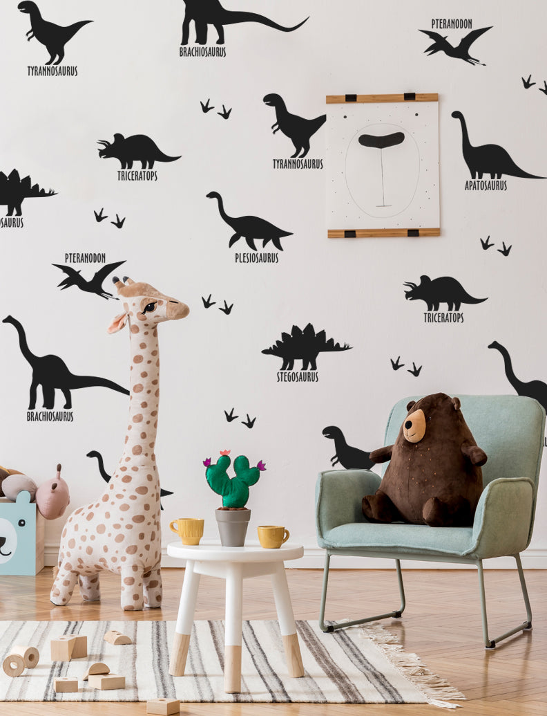 Dinosaur Wall Decal, Wall Decor, Wall Decal, Girls Room Wall Decal, Baby Girls Nursery Wall Decal | pinknbluebaby.com