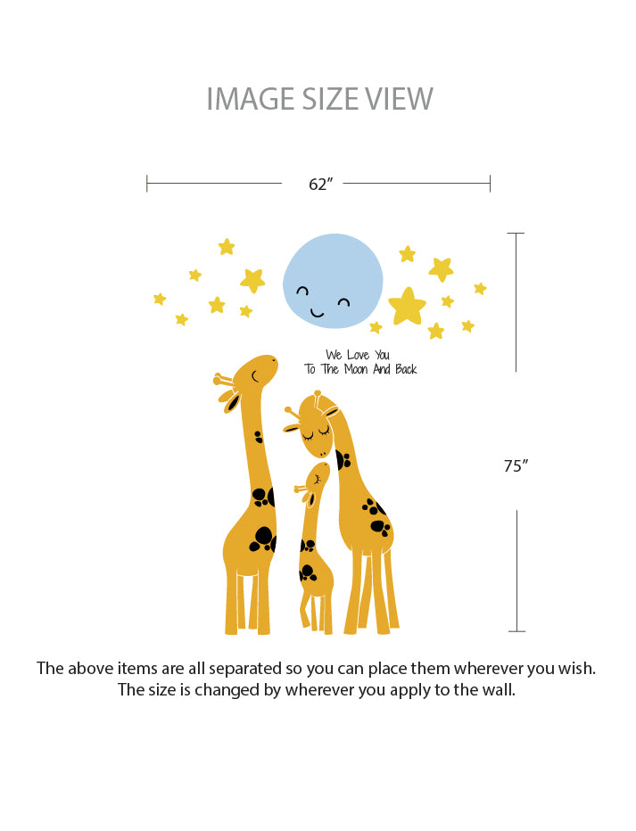 Giraffes, Moon, Start, We Love You To The Moon And Back Wall Decals