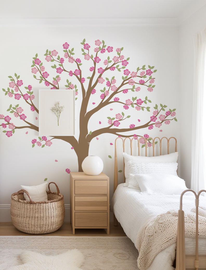 Cherry Blossom Tree Wall Decal, Wall Sticker, Nursery And Kids Room Wall Decal, Bedroom, Living Room, office Wall Decor | pinknbluebaby.com