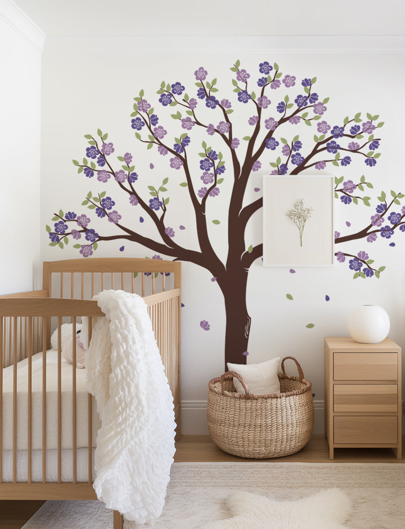 Cherry Blossom Tree Wall Decal, Wall Sticker, Nursery And Kids Room Wall Decal, Bedroom, Living Room, office Wall Decor | pinknbluebaby.com