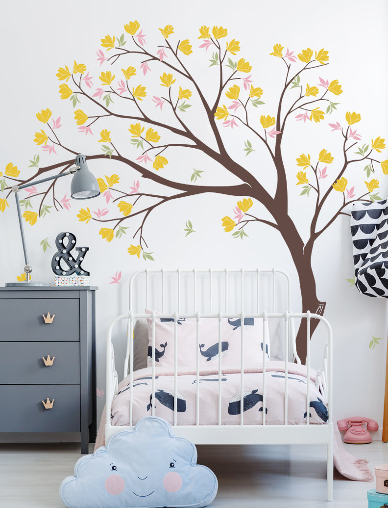 The Flowers Tree Removable Wall Decal, Wall Sticker, Kids Room Decal, Baby Nursery Wall Decal, Wall Decor | pinknbluebaby.com