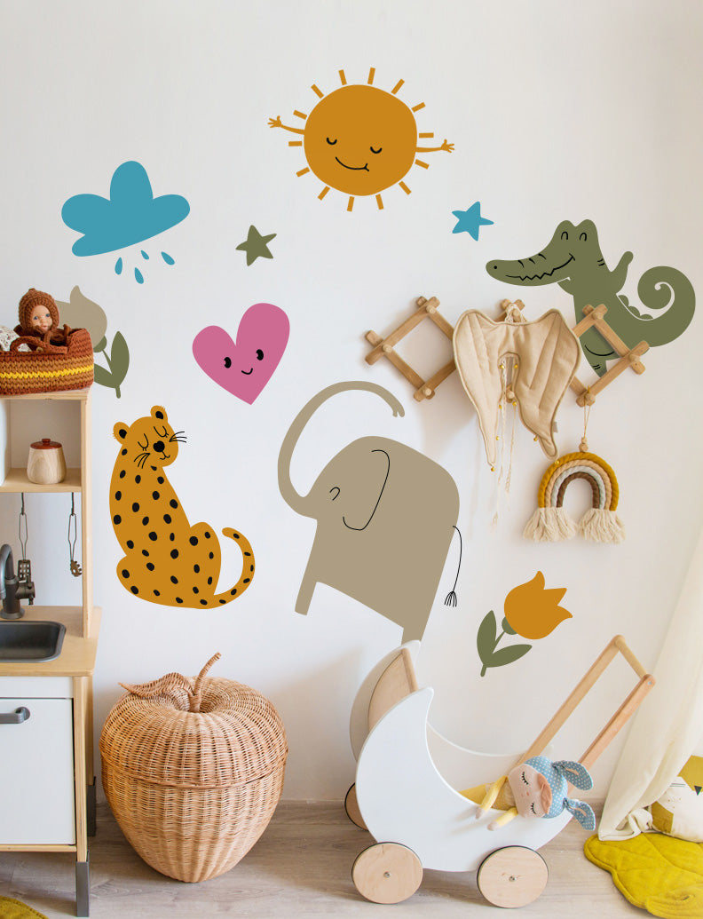 Colorful Wild Animals Wall Decal