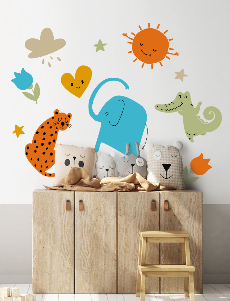 Colorful Wild Animals Wall Decal